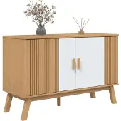 vidaXL Sideboard OLDEN Weiß und Braun 114x43x73,5 cm Massivholz Kiefer