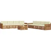 vidaXL Outdoor-Sofagarnitur 9 stk. Natur und Creme
