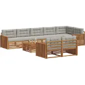vidaXL Outdoor-Sofagarnitur 9 stk. Natürlich und Hellgrau