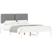 vidaXL Bettgestell mit gepolstertem Kopfteil Hellgrau 150 x 200 cm