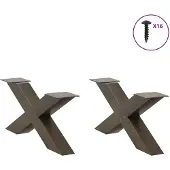 vidaXL Couchtischbeine X-Form 2 Stk. Naturstahl 70x(30-31) cm Stahl
