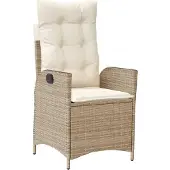 vidaXL Gartensessel mit Kissen Verstellbar Beige Poly Rattan