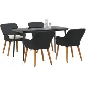 vidaXL Garten Essgruppe 5 Stk. Schwarz Poly-Rattan