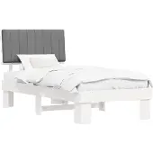 vidaXL Bettgestell mit gepolstertem Kopfteil Hellgrau 90 x 190 cm
