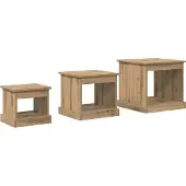vidaXL Couchtisch 3 stk. Artisan-Eiche 48 x 45 x 45 cm Holzwerkstoff