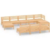 vidaXL 10-tlg. Garten-Lounge-Set Massivholz Kiefer