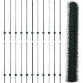 vidaXL Sechseckzaun mit Pfosten 50 x 1,2 m PVC-beschichteter Stahl