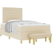 vidaXL Boxspringbett mit Kopfteil Creme 200 x 120 cm Stoff