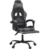 vidaXL Gaming-Stuhl mit Fußstütze Schwarz und Grau Kunstleder