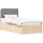 vidaXL Bettgestell mit gepolstertem Kopfteil Hellgrau 75 x 190 cm