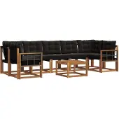 vidaXL Outdoor-Sofagarnitur mit Kissen 8 pcs Natürlich und Schwarz