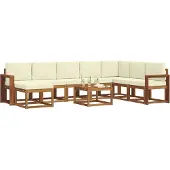 vidaXL Outdoor-Sofagarnitur 9 Stk. Natur und Creme