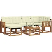 vidaXL Outdoor-Sofagarnitur 7 stk. Natur und Creme