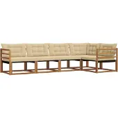 vidaXL Outdoor-Sofagarnitur mit Kissen 5 pcs Natur und Beige