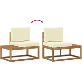 vidaXL Outdoor-Sofagarnitur mit Kissen 4 Stück Natur und Creme