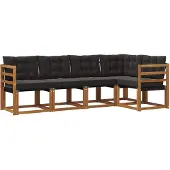 vidaXL Outdoor-Sofagarnitur 5 Stk. Natürlich und Schwarz