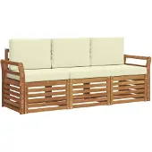 vidaXL Sofagarnituren 3 stk. Natur und Creme Massivholz Akazie