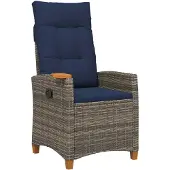 vidaXL Liegestuhl mit Teeteller 62 x 64 x 112 cm Poly-Rattan