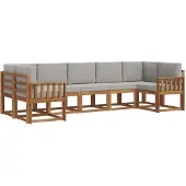 vidaXL Outdoor-Sofagarnitur 7 Stk. Natürlich und Hellgrau
