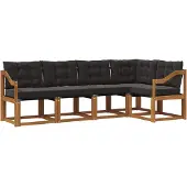 vidaXL Outdoor-Sofagarnitur 5 stk. Natürlich und Schwarz