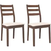 vidaXL Esszimmerstühle mit Kissen 2 Stk. Braun Massivholz Gummibaum
