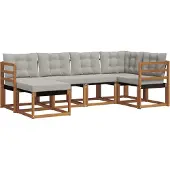 vidaXL Outdoor-Sofagarnitur 6 Stk. Natürlich und Hellgrau