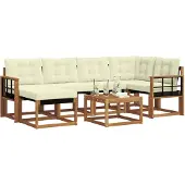 vidaXL Outdoor-Sofagarnitur mit Kissen 7 pcs Natur und Creme
