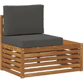 vidaXL Outdoor-Sofagarnitur mit Kissen 7 Stück Natur und Anthrazit