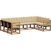 vidaXL Outdoor-Sofagarnitur 9 pcs Natur und Beige Massivholz Akazie