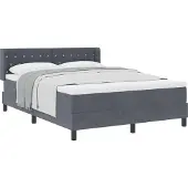 vidaXL Boxspringbett mit Kopfteil Dunkelgrau 190 x 140 cm Samt