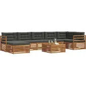 vidaXL Outdoor-Sofagarnitur mit Kissen 8 pcs Natur und Anthrazit