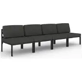 vidaXL Gartensofa 4-Sitzer mit Kissen Aluminium Anthrazit