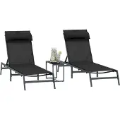 vidaXL Sonnenliegen 2-Person 3 pcs Schwarz und Anthrazit Stahl