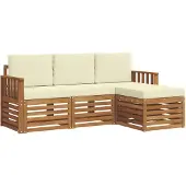 vidaXL Outdoor-Sofagarnitur mit Kissen 4 pcs Natur und Creme
