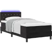 vidaXL LED Boxspringbett mit Matratze mit LED Schwarz 90 x 200 cm Samt