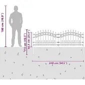 vidaXL Gartenzaun KAMPEN 240 x 118 cm Pulverbeschichteter Stahl Grau