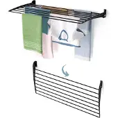 Foxydry Wand-Wäscheständer aus Aluminium, robuste und langlebige Trocknungslösung – Fold Down 116 cm schwarz