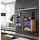 AEA Braun Garnitur 3tlg Wohnwand Luxus Wohnzimmer Set Holz Wandregal Möbel Neu