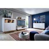 AEA Designer Wohnwand Modern TV-Lowboard Wandregal Wohnzimmer Set 4tlg