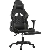 vidaXL Gaming-Stuhl mit Massage & Fußstütze Schwarz & Grau Kunstleder