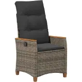 vidaXL Verstellbarer Gartenstuhl Grau und Dunkelgrau Poly-Rattan