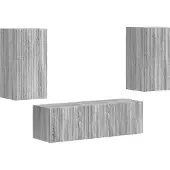 vidaXL TV-Wandregal-Set Wandmontiert 4 pcs Graues Sonoma Holzwerkstoff