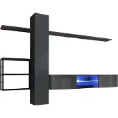 AEA Wohnzimmermöbel Wohnwand 270 cm Wandschrank Einrichtung Grau Luxus Wand Regale