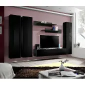 AEA Wohnzimmer Wohnwand rtv Lowboard Holz Schwarz Möbel Wandschrank Neu Modern