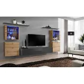 AEA Wohnzimmermöbel Set Designer Hochglanz Wohnwand Wohnzimmer Sideboard Komplett