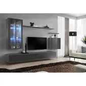 AEA Wohnwand Grau Wohnzimmermöbel Wandschrank Holzmöbel Luxus Sideboard Neu