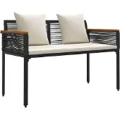 vidaXL Bank Outdoor 2 -Seater 117 x 54 x 74,5 cm Poly-Rattan