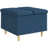 vidaXL Aufbewahrungsottomane mit Kissen Blau 60 x 60 x 45 cm Stoff