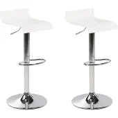 Beliani Barhocker 2er Set Weiß Metall Höhenverstellbar mit Fußring Niedriger Lehne Modern Bar Esszimmer Küche Kücheninsel Küchentresen