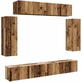 vidaXL 6-tlg. TV-Schrank-Set Wandmontage Altholz-Optik Holzwerkstoff